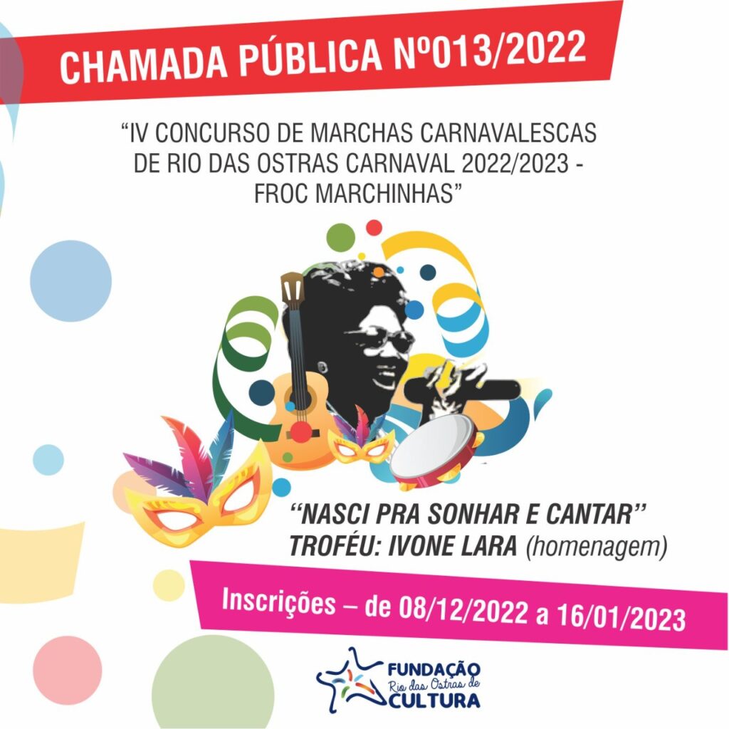 Fundação de Cultura promove IV Concurso de Marchinhas Carnavalescas de Rio  das Ostras - Fundação Rio das Ostras de Cultura